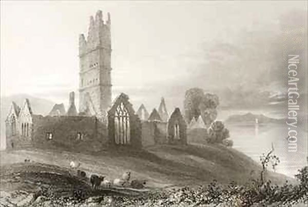 Moyne Abbey, County Mayo, Ireland Oil Painting - William Henry Bartlett