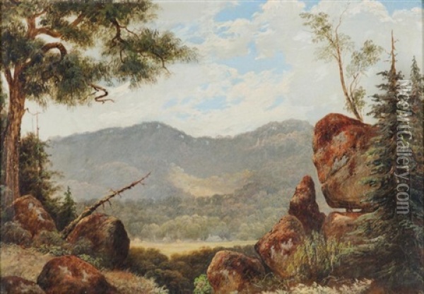 Australian School Landscape, Remains Of Label Verso ....melbourne Oil Painting - Isaac Whitehead