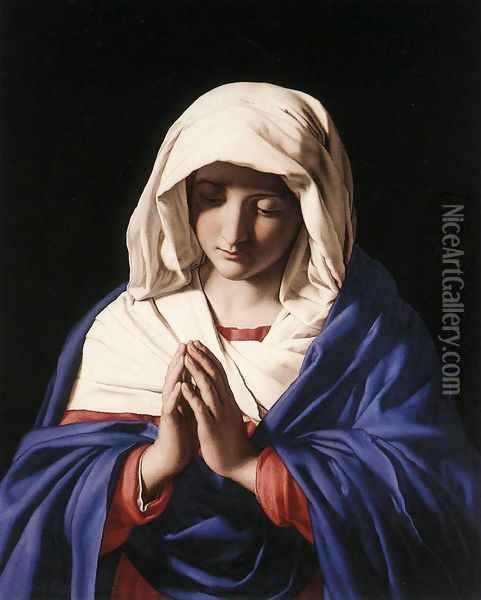 The Virgin in Prayer 1640-50 Oil Painting - Francesco de' Rossi (see Sassoferrato)