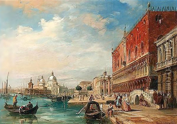 Santa Maria Della Salute From The Doge's Palace, Venice Oil Painting - Edward Pritchett