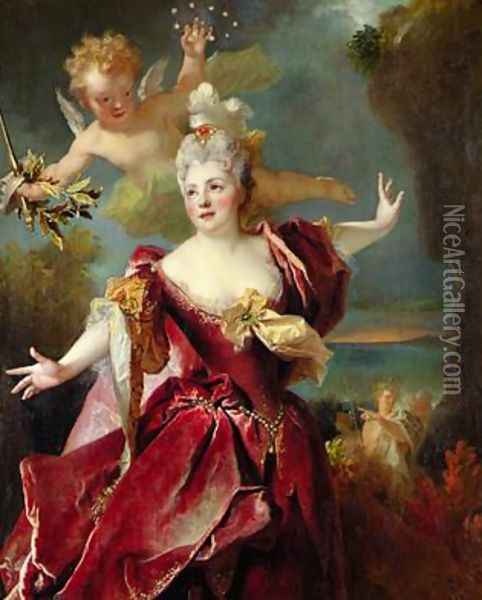 Mademoiselle Duclos in the role of Ariane in the Play Oil Painting - Nicolas de Largilliere