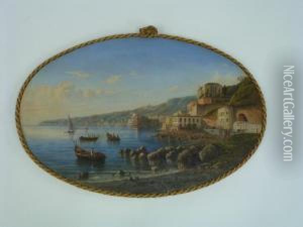 The Bay Of Naples Oil Painting - Achille Solari