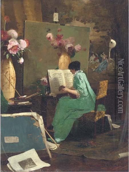 A Musical Interlude Oil Painting - Edouard Menta