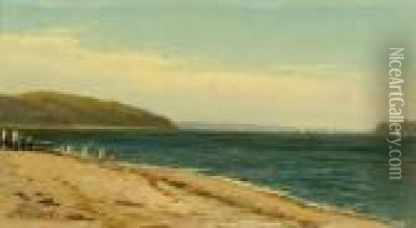 Beach And Bay With Sailboats Oil Painting - Alfred Thompson Bricher
