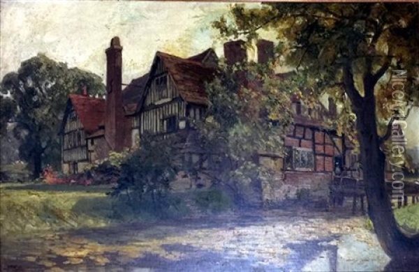 A Tudor Manor House Oil Painting - Albert Henry Fullwood