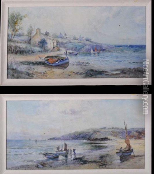 Beach Scenes With Fishing Boats Oil Painting - Joseph Hughes Clayton