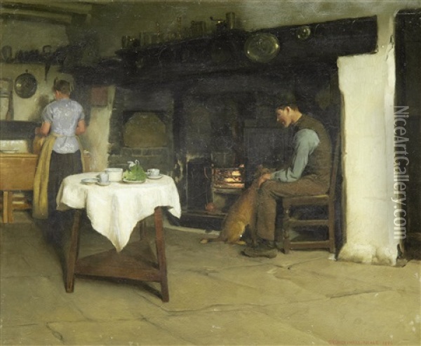 Waiting For Tea Oil Painting - George Hall Neale