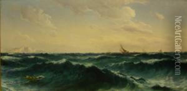 Shipping Off The Coast Oil Painting - David James