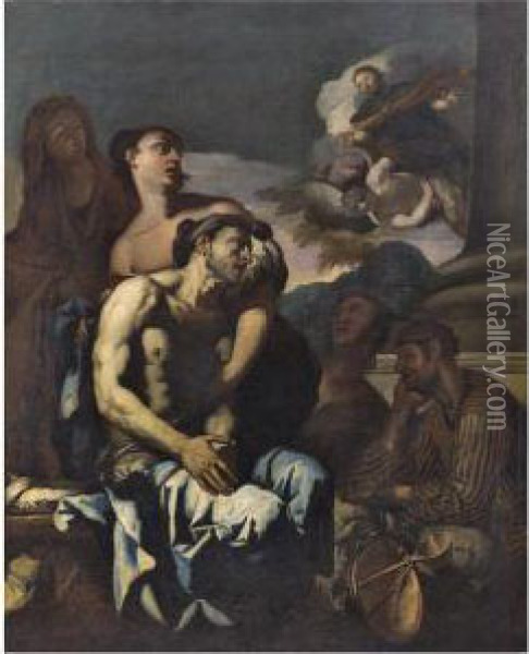 San Rocco E Gli Appestati Oil Painting - Antonio Zanchi