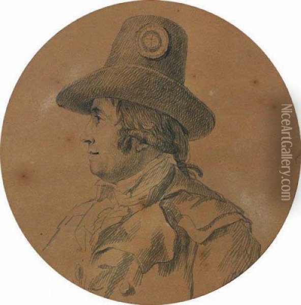 Portrait D'un Revolutionnaire De Profil A Gauche Oil Painting - Jacques Louis David