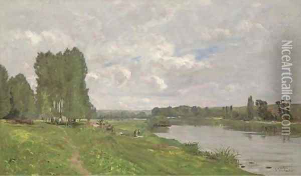 Au bord de la Seine Oil Painting - Hippolyte Camille Delpy