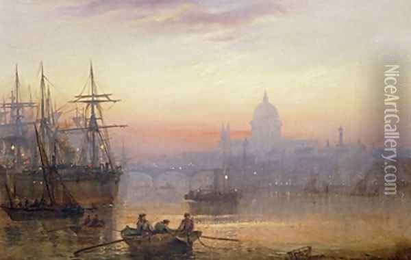 The Pool of London at Sundown Oil Painting - Charles John de Lacy