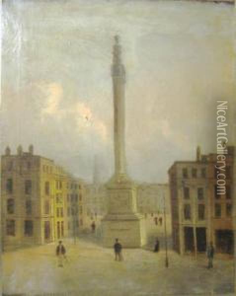 Sydney Sheperd, 'the Monument, London', Oil On Canvas, 53cm X 43cm,framed Oil Painting - George Sidney Shepherd