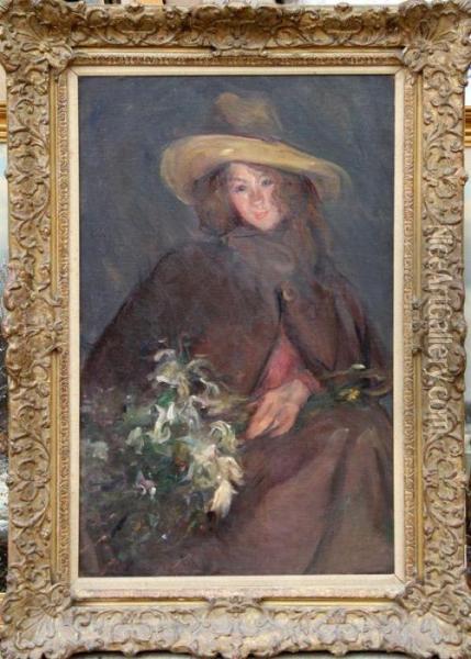 Portrait Of A Girl Oil Painting - Albert De Belleroche
