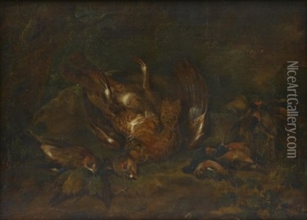 Jaktstilleben Med Kramsfagel Oil Painting - Philipp Ferdinand de Hamilton