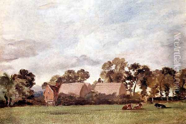 A Suffolk Landscape Oil Painting - John Constable