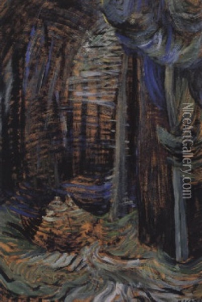 British Columbia Forest Oil Painting - Emily Carr