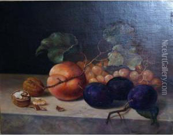 Still Life With Fruit Oil Painting - Emilie Preyer