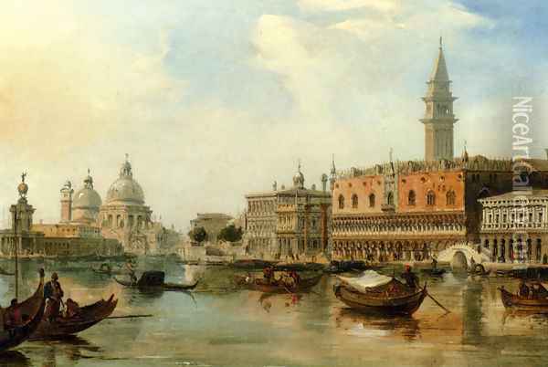 The Bacino, Venice, With The Dogana, The Salute And The Doge's Palace Oil Painting - Edward Pritchett