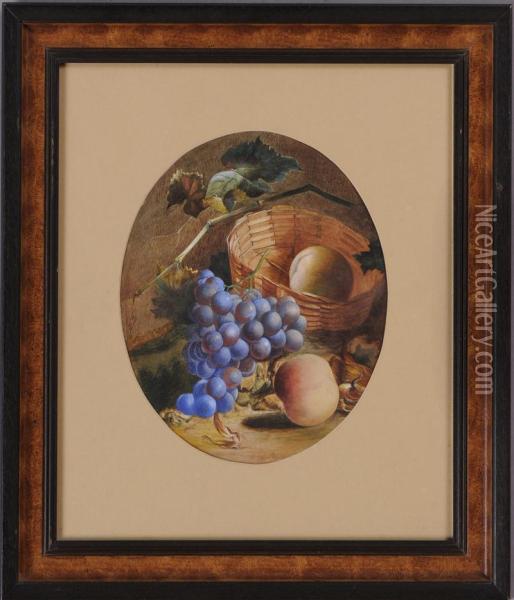 Still Life With Fruit And Basket Oil Painting - William Mason Brown