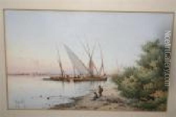 Dhows On The Nile Oil Painting - Spyridon Scarvelli