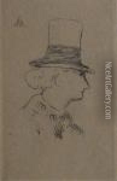 Baudelaire De Profil En Chapeau Oil Painting - Edouard Manet