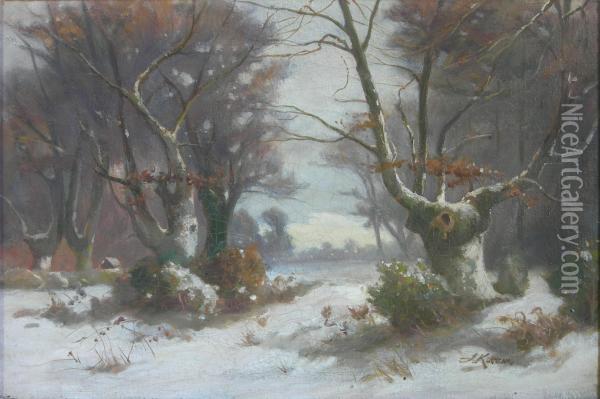 A Wood In Winter Oil Painting - James Scott Kinnear