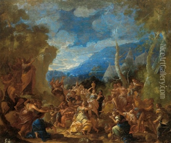 Mose Fa Scaturire L'aqua Dalla Roccia Oil Painting - Girolamo Pesci