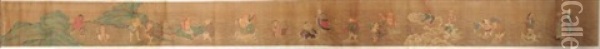 Luohan Hand Scroll, Attributed To Li Gonglin Oil Painting -  Li Gonglin