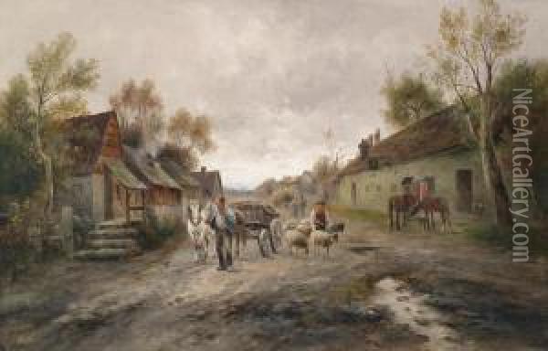 Farmers Returning Home Oil Painting - Emil Barbarini