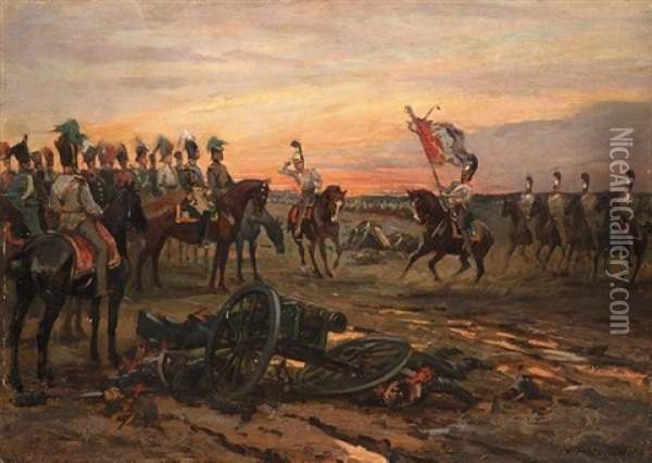 After The Battle Oil Painting - Viktor Vinkentevich Mazurovsky