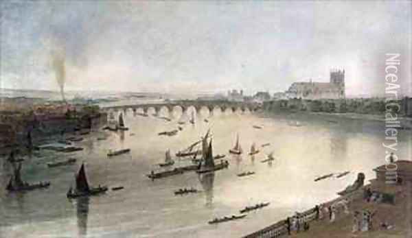 Westminster Bridge from Somerset House Oil Painting - William Daniell RA
