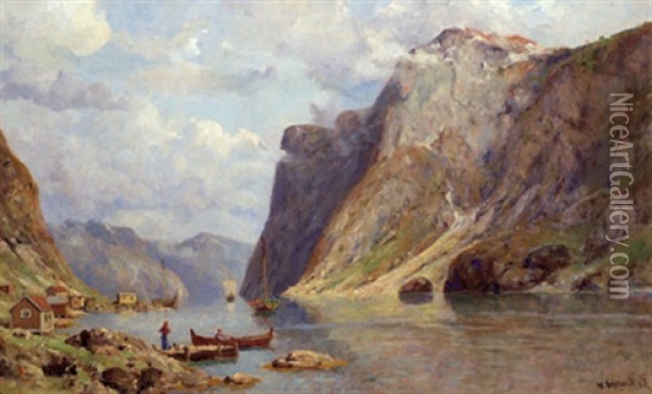 Eine Fjordlandschaft Oil Painting - Henry Enfield