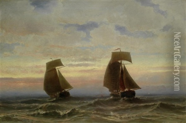 Stormy Sea Oil Painting - Jacob Eduard Heemskerck van Beest