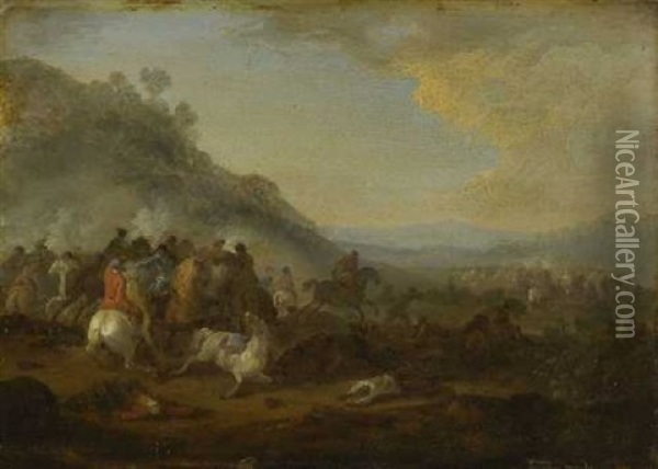 Reiterschlacht Oil Painting - Adam Frans van der Meulen