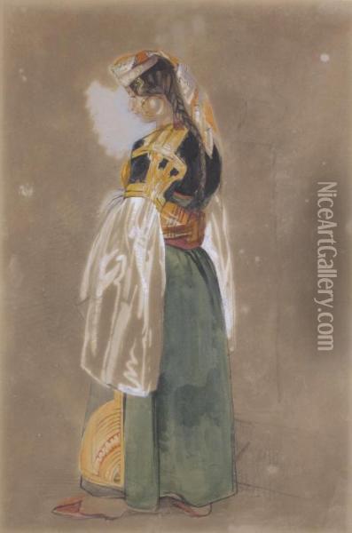 A Jewish Woman Of Gibraltar Or Tangier Oil Painting - John Frederick Lewis