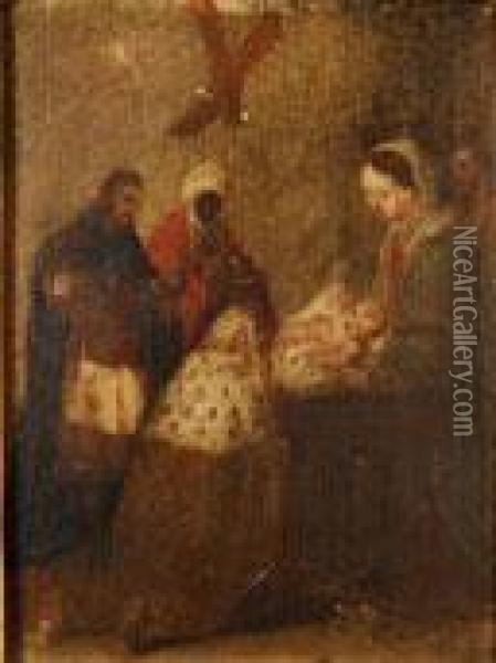 Natividad / Cristo Entre Los Doctores Oil Painting - Matias De Artiaga
