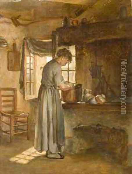 Cottage Interior 2 Oil Painting - Edouard Frere