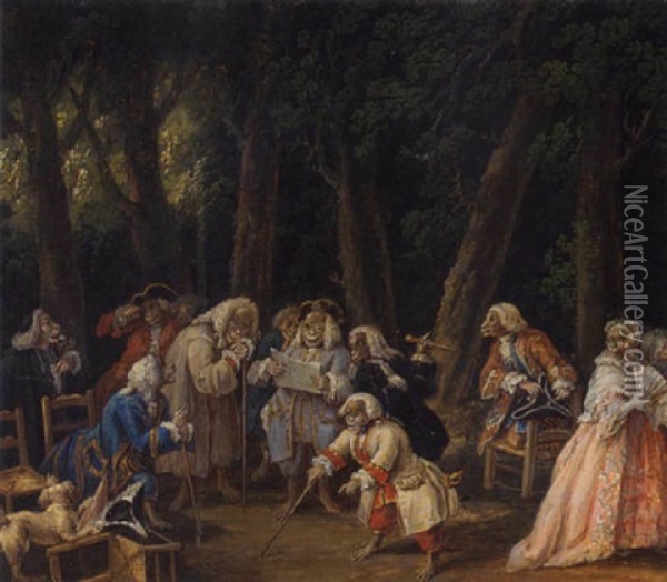 A Council Of The Animals At The Jardin Des Tuilleries Oil Painting - Alexis Peyrotte