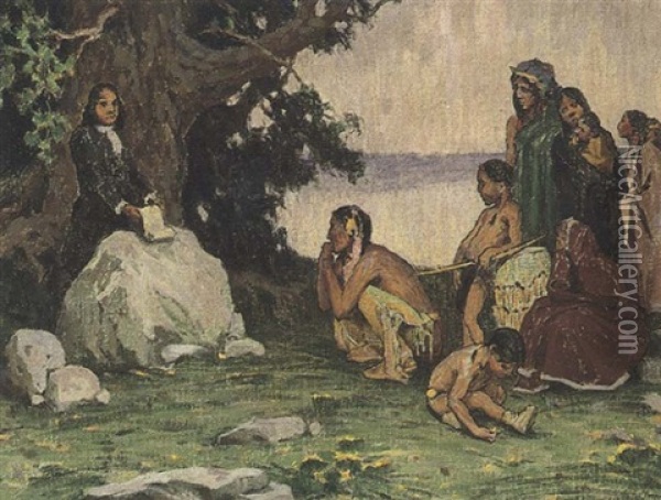 The Treaty Oil Painting - Eanger Irving Couse