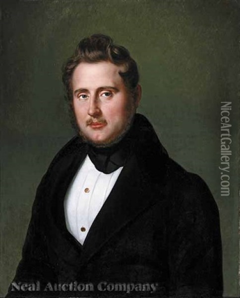 Portrait Of Charles Victor Foulon, Notary Oil Painting - Jean Joseph Vaudechamp