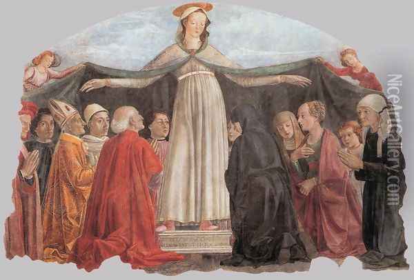 Madonna of Mercy c. 1472 Oil Painting - Domenico Ghirlandaio