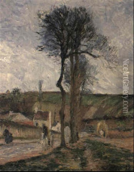 Route D'ennery A L'hermitage; Environs De Pontoise Oil Painting - Camille Pissarro