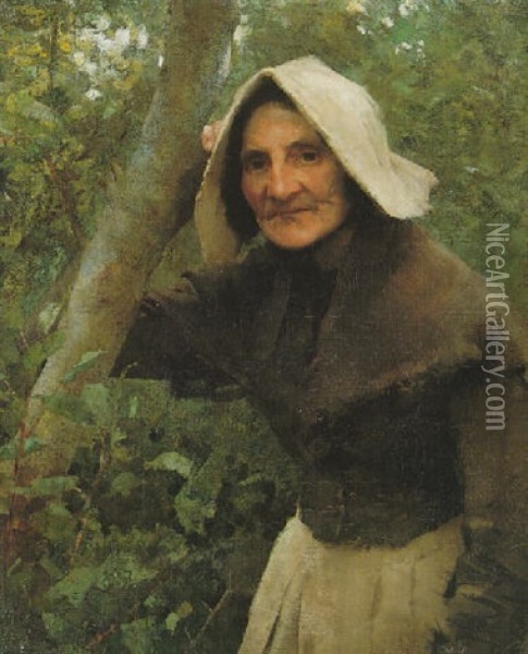 A Toiler Still; An Old Woman, North Lincolnshire Oil Painting - Sir George Clausen