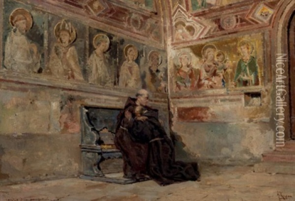 La Confesion Oil Painting - Antonio Maria de Reyna Manescau