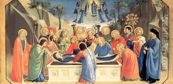 The Burial of the Virgin and the Reception of Her Soul in Heaven Oil Painting - Angelico Fra