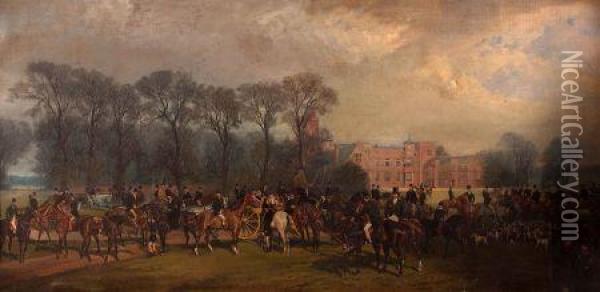 The Meet At Burton Constable Hall Oil Painting - Joseph Francis Walker