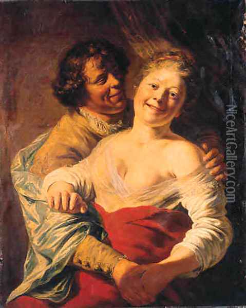 A youth embracing a young woman Oil Painting - Jan Lievens