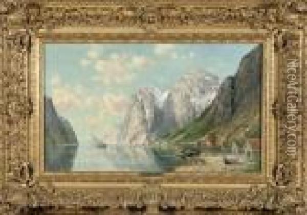 Romsdalsfjord Oil Painting - Conrad Selmyhr