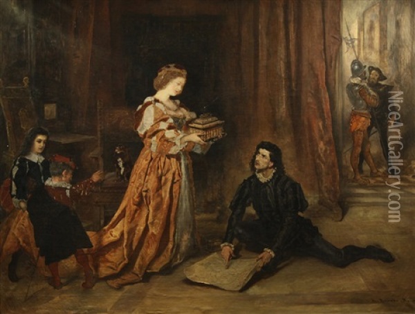 Columbus And Isabella Oil Painting - Anton Romako